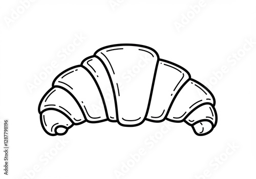 Deliciously Drawn Croissant Line Art Illustration. AI Generated