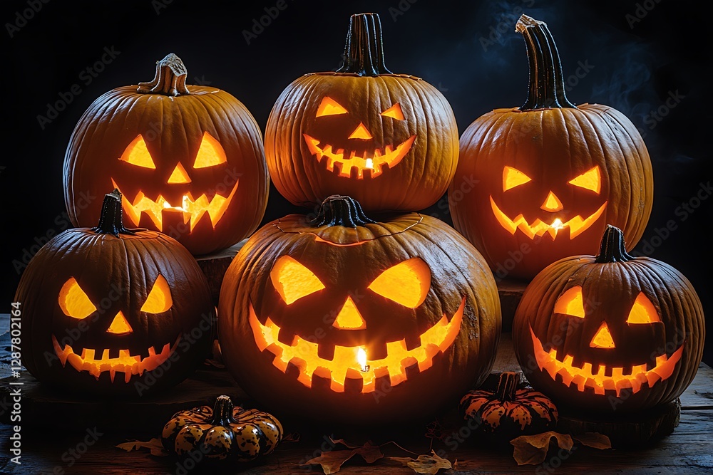 Halloween Jack-o'-lanterns Stacked Halloween Jack-o'-lanterns Stacked