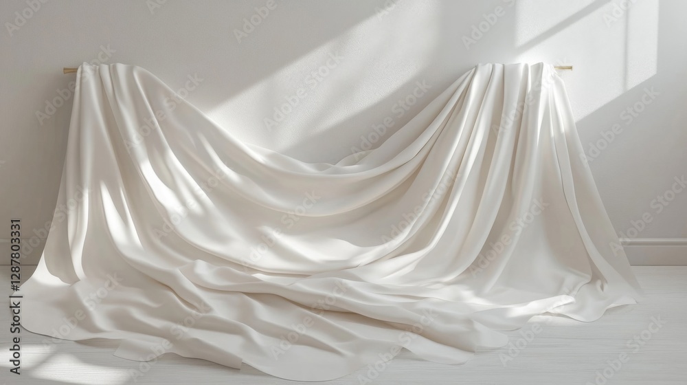 Draped White Fabric in Soft Sunlight Draped White Fabric in Soft Sunlight