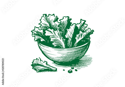 Lettuce Hand Drawn Illustration Sketch Vector Isolated