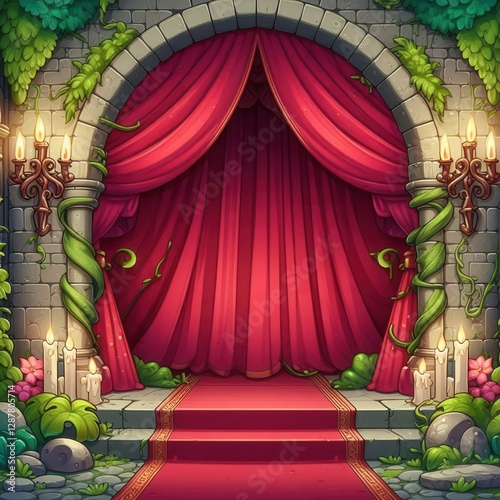 stage with red curtains