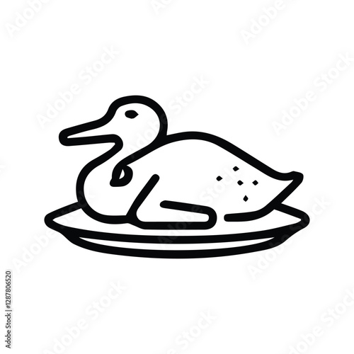 Duck Icon. Illustration of roast duck on a plate. Holiday Celebration Food Dishes.