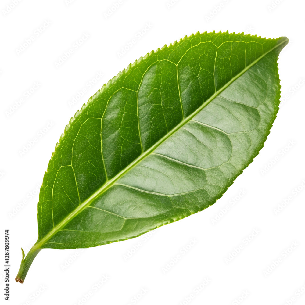 Obraz premium Green tea leaf isolated on a transparent background