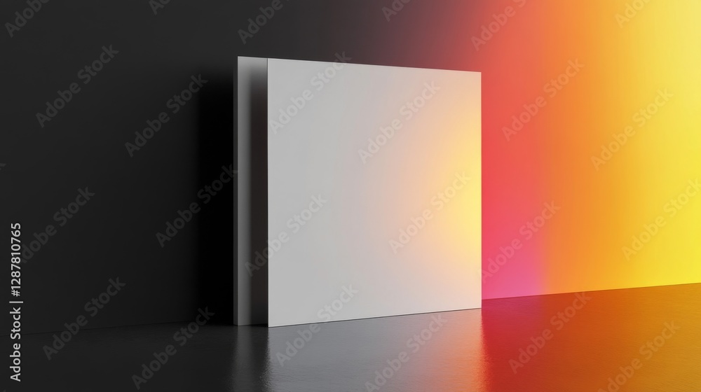 White Square on Dark Background with Bright Gradient Lighting White Square on Dark Background with Bright Gradient Lighting