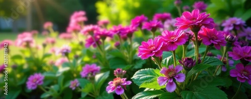 Wallpaper Mural Garden bed with mixed purple and green plants including geranium Rozanne, rozanne, garden Torontodigital.ca
