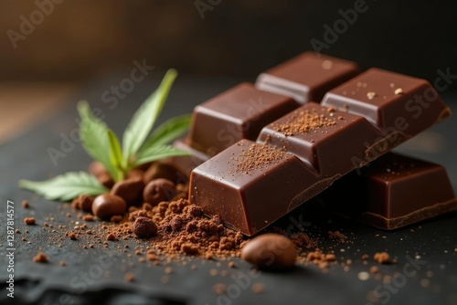 Rich, dark chocolate with a hint of sweetness and subtle cannabis flavor, delicious, highfood