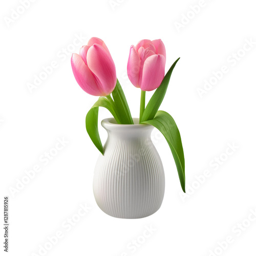 Wallpaper Mural Beautiful pink tulip flower in a flower vase on transparent background Torontodigital.ca