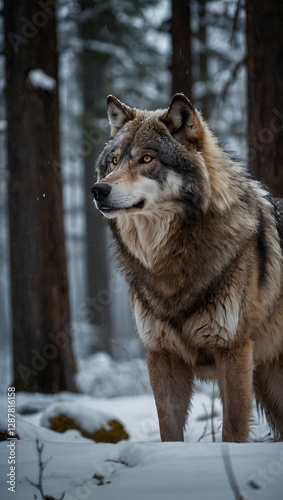 gray wolf in snow