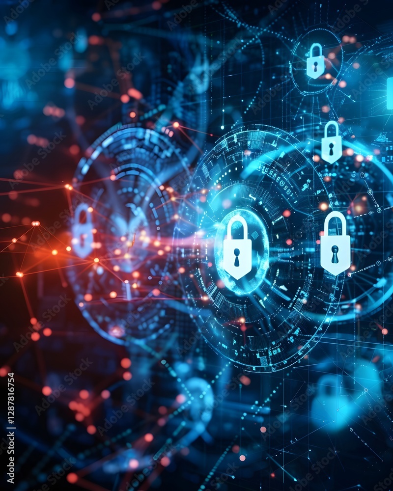 Abstract of Cybersecurity Concepts with Digital Locks, Shields, and Encryption Codes Abstract of Cybersecurity Concepts with Digital Locks, Shields, and Encryption Codes