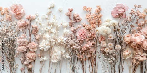 Delicate dried floral mix in dusty rose and cream tones.