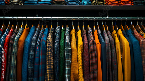Colorful Shirts and Jackets on Display in Clothing Store
