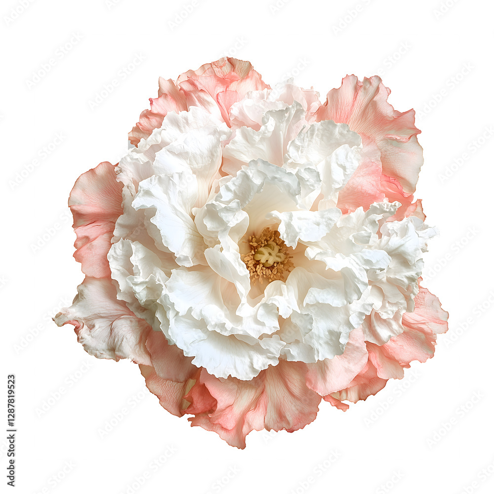 Elegant Blooming Flower with Soft Layered Petals on Transparent Background. A stunning large flower with delicate white and peach layered petals Elegant Blooming Flower with Soft Layered Petals on Transparent Background. A stunning large flower with delicate white and peach layered petals