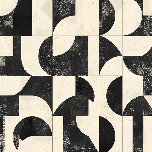 Captivating Monochromatic Geometric Abstract Pattern with Gritty Industrial Aesthetics