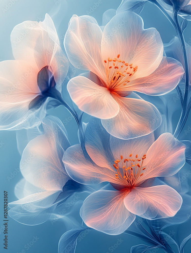 Fototapeta premium Beautiful pastel flowers with soft petals bloom gently