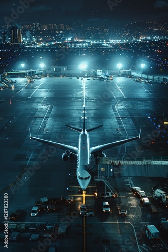 Airliner Boarding. Airplane, airliner at airport terminal. Aviation. Travel. Airplane. Tourism. Transportation.
