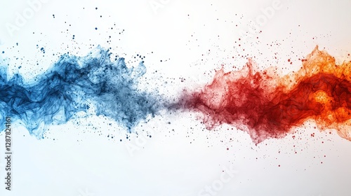 Dynamic clash of colors abstract art digital illustration contemporary style vibrant environment