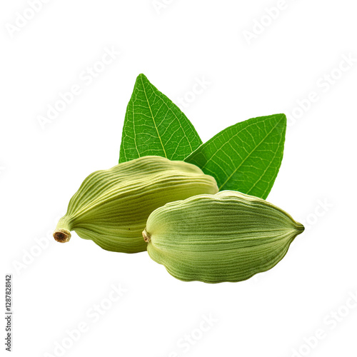 Fresh two cardamom on transparent background