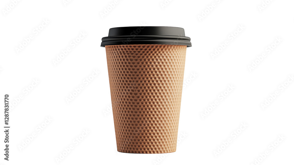 Warm beverage cup against a plain backdrop showcasing the texture and design of disposable drink containers