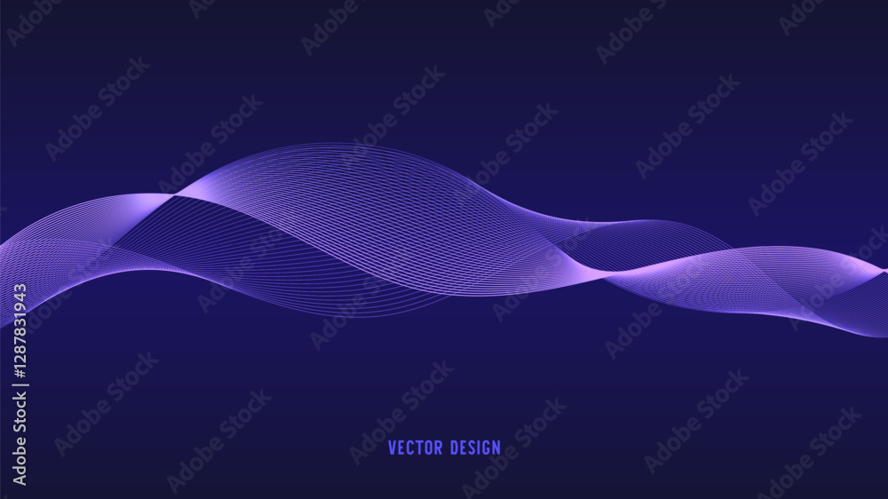 Geometric curved lines in gradient forming dynamic futuristic abstract flow patterns