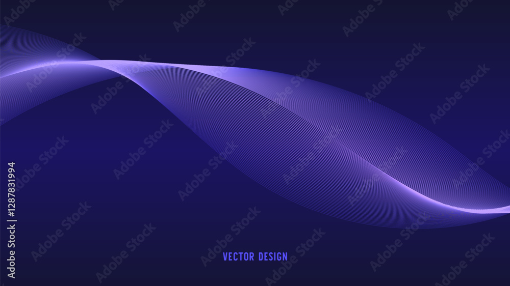 Geometric curved lines in gradient forming dynamic futuristic abstract flow patterns