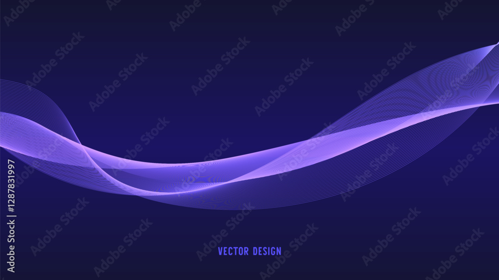 Geometric curved lines in gradient forming dynamic futuristic abstract flow patterns
