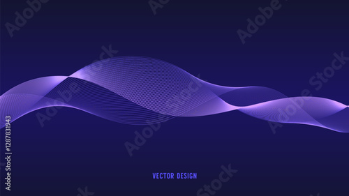 Obraz na płótnie Geometric curved lines in gradient forming dynamic futuristic abstract flow patterns w salonie