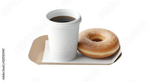 Obraz na płótnie Enjoying coffee and a donut on a simple tray in a cozy eatery during a morning break w salonie