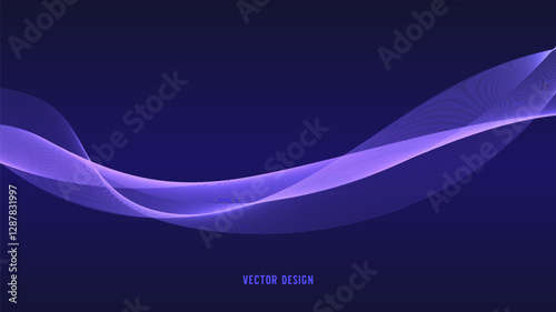 Obraz na płótnie Geometric curved lines in gradient forming dynamic futuristic abstract flow patterns w salonie