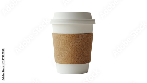 Obraz na płótnie Hot beverage cup with a plain brown sleeve placed on a light background in a minimalistic style w salonie