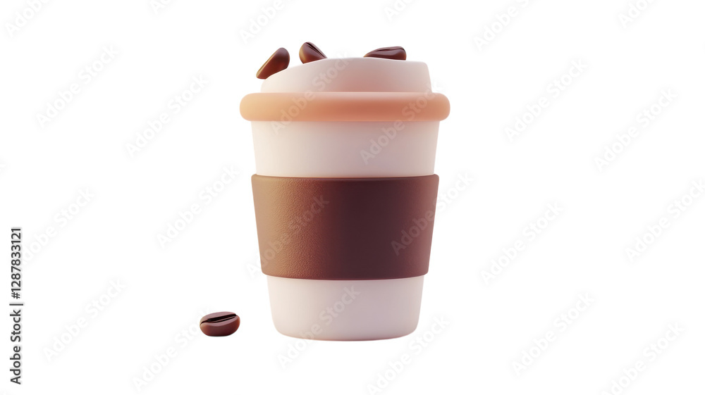 Creative coffee cup design featuring chocolate toppings and coffee beans