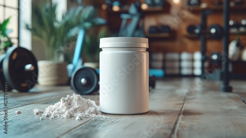 Wallpaper Mural White Protein Powder Container in Gym Setting Torontodigital.ca
