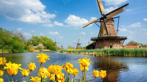 Experience the charm of tulip fields and the ingenious design of windmills in nature s splendor