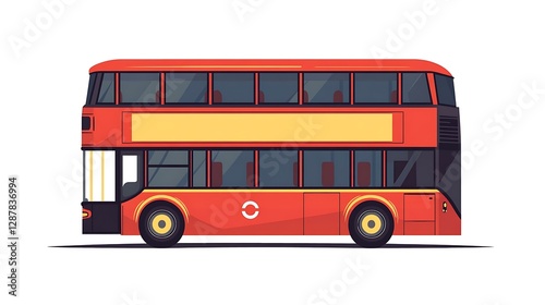 Double-decker bus cartoon icon, bold lines, flat style, white background