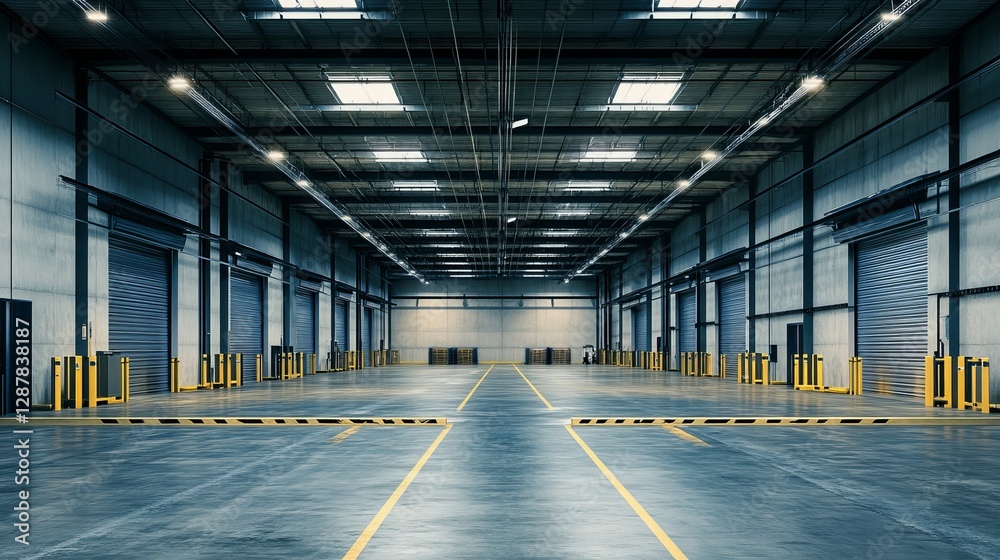 A large warehouse (hangar) with roll-up gates, providing access to an industrial storage facility A large warehouse (hangar) with roll-up gates, providing access to an industrial storage facility