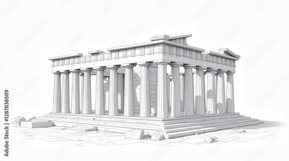 Obraz premium Architectural Illustration of the Temple of Olympian Zeus