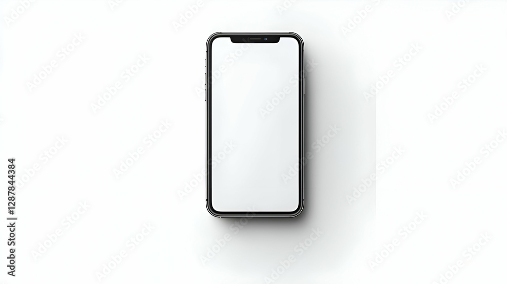 Black Smartphone with Blank White Screen on White Background Black Smartphone with Blank White Screen on White Background