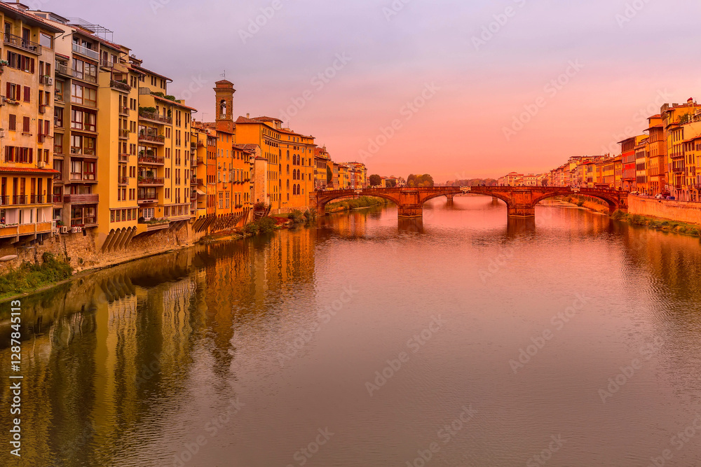 River Arno and bridge, Florence, Italy River Arno and bridge, Florence, Italy
