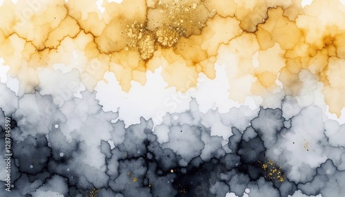 Abstract watercolor textured style of gold, white, and black with some gold leaf