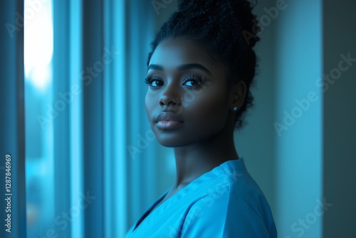 African-American nurse working in a modern healthcare facility jpeg