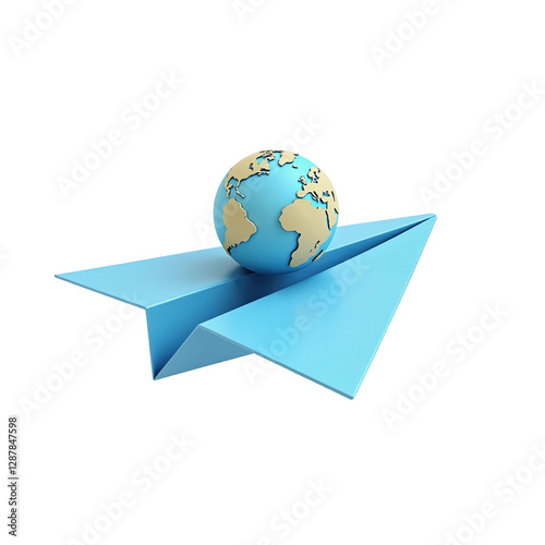 paper plane with globe, travel and tour symbol