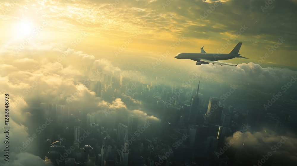 City flying on the cloud City flying on the cloud