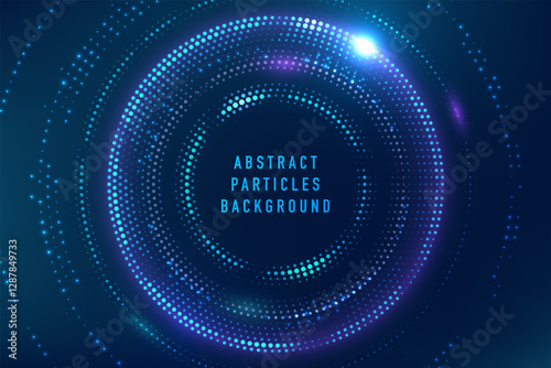 Abstract technology big data visualization. Innovation future data. Digital circles of particles. Graphic concept for your design