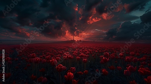 A scenic landscape of tulips where nature s beauty meets ingenious windmill technology
