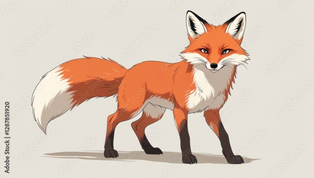 Obraz premium Charming, vibrant cartoon fox illustration perfect for children's books, nature-themed projects, and wildlife education. Eye-catching design captivates and inspires creativity.