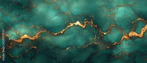 Luxurious emerald green and gold marble texture background with elegant fluid art design and abstract inkscape effect for creative projects