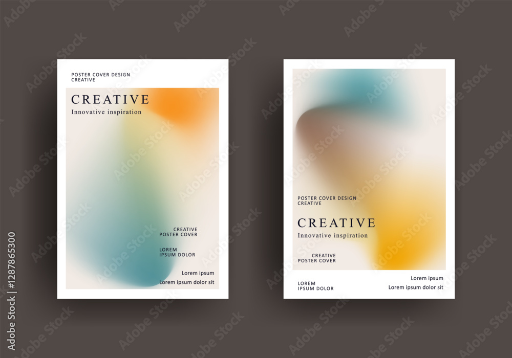 Fototapeta premium brochure poster template. retro vintage Covers Design. fluid gradient background design. retro front page design for Banner, Poster, Flyer, Invitation and Annual Report