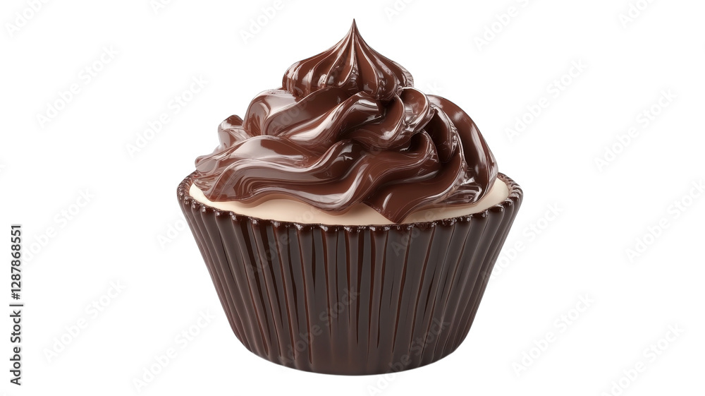 Delicious chocolate cupcake with swirls of frosting perfect for dessert lovers Delicious chocolate cupcake with swirls of frosting perfect for dessert lovers