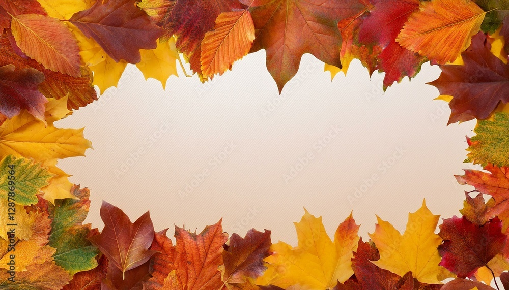 frame from autum colored fall leaves in the wind isolated on background overlay texture with copy space in the middle frame from autum colored fall leaves in the wind isolated on background overlay texture with copy space in the middle