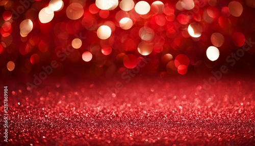 red glitter and bokeh lights abstract background for festivities