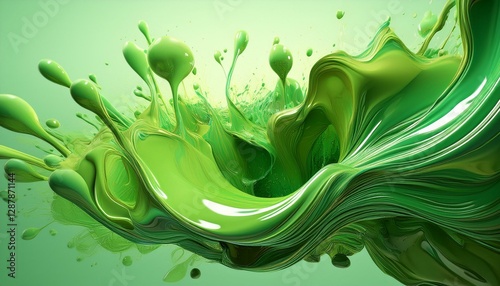 abstract volumetric color splash in green colors creative artistic colorful art background vivid colors
